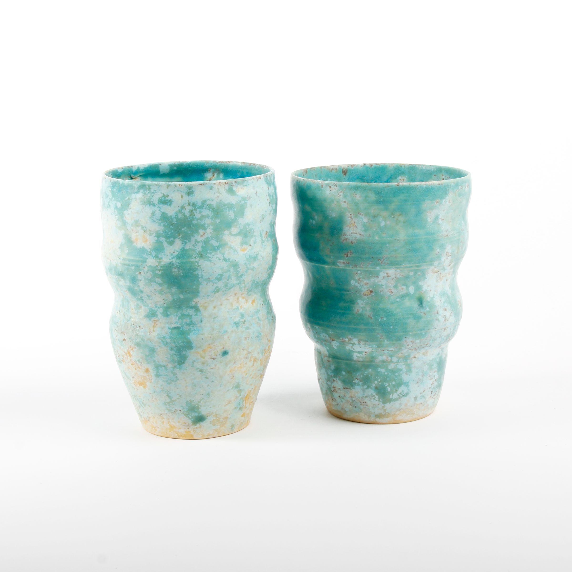 Makiko Hicher: Turquoise Wavy Tumbler Product Image 3 of 4