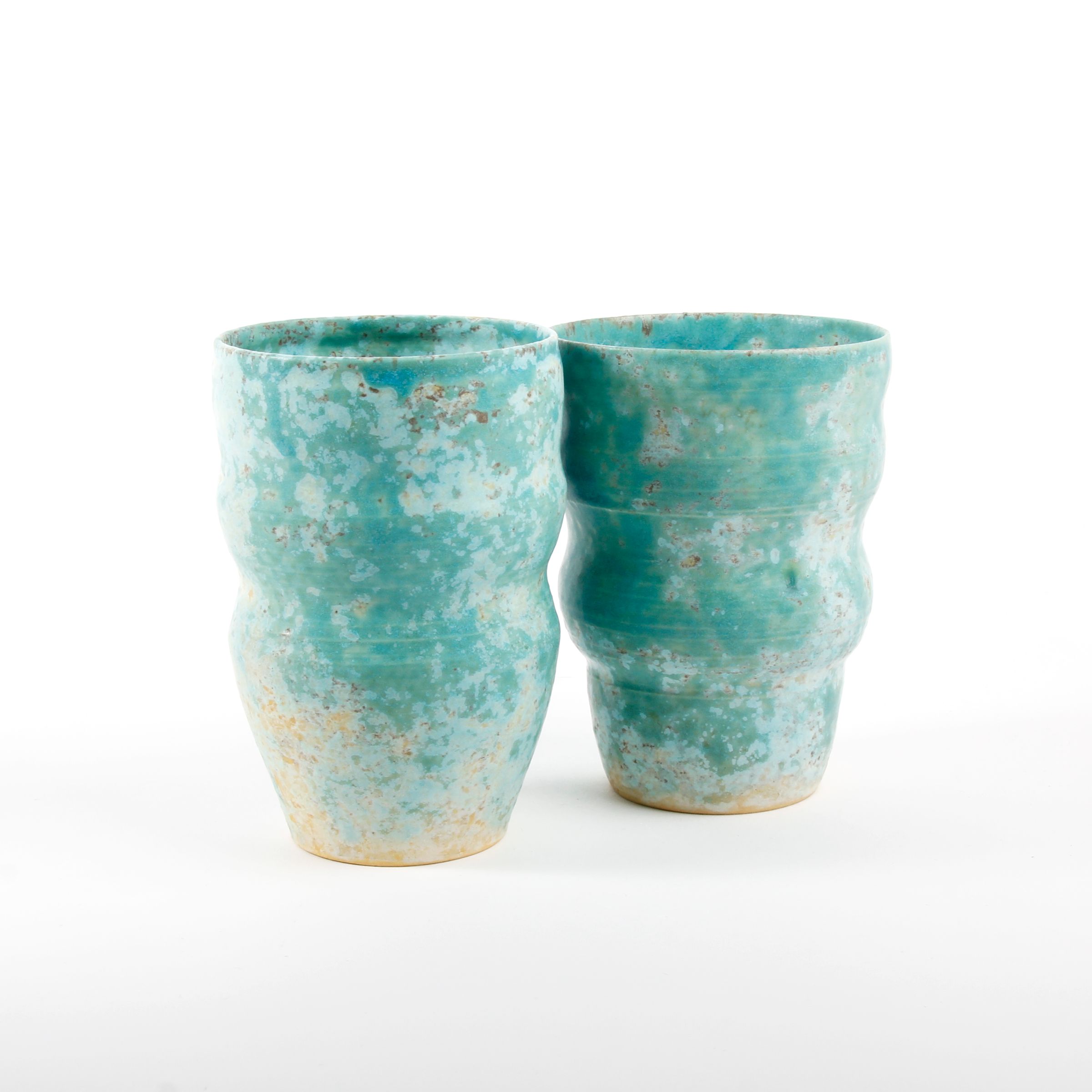 Makiko Hicher: Turquoise Wavy Tumbler Product Image 4 of 4