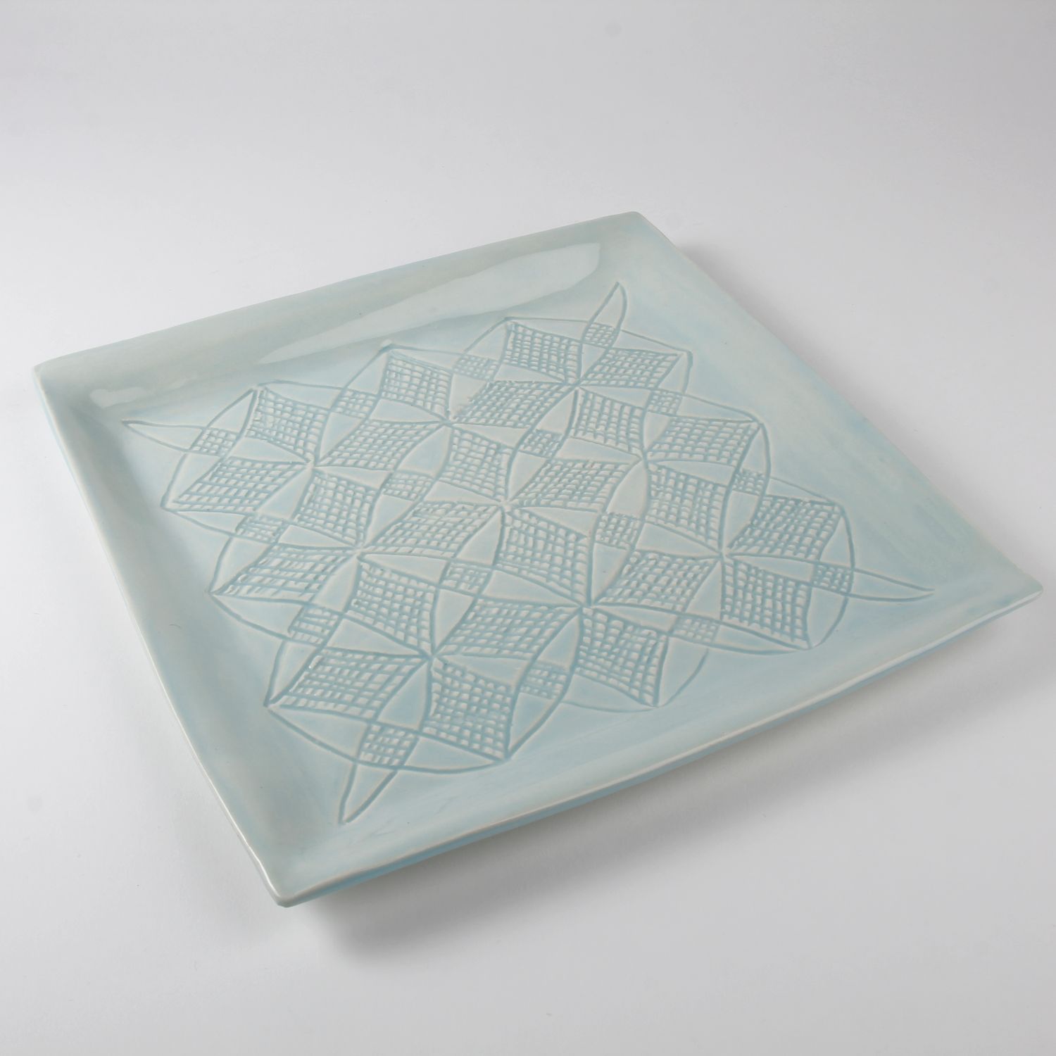 Arlene Kushnir: Large Carved Square Plate – Celadon Product Image 1 of 3