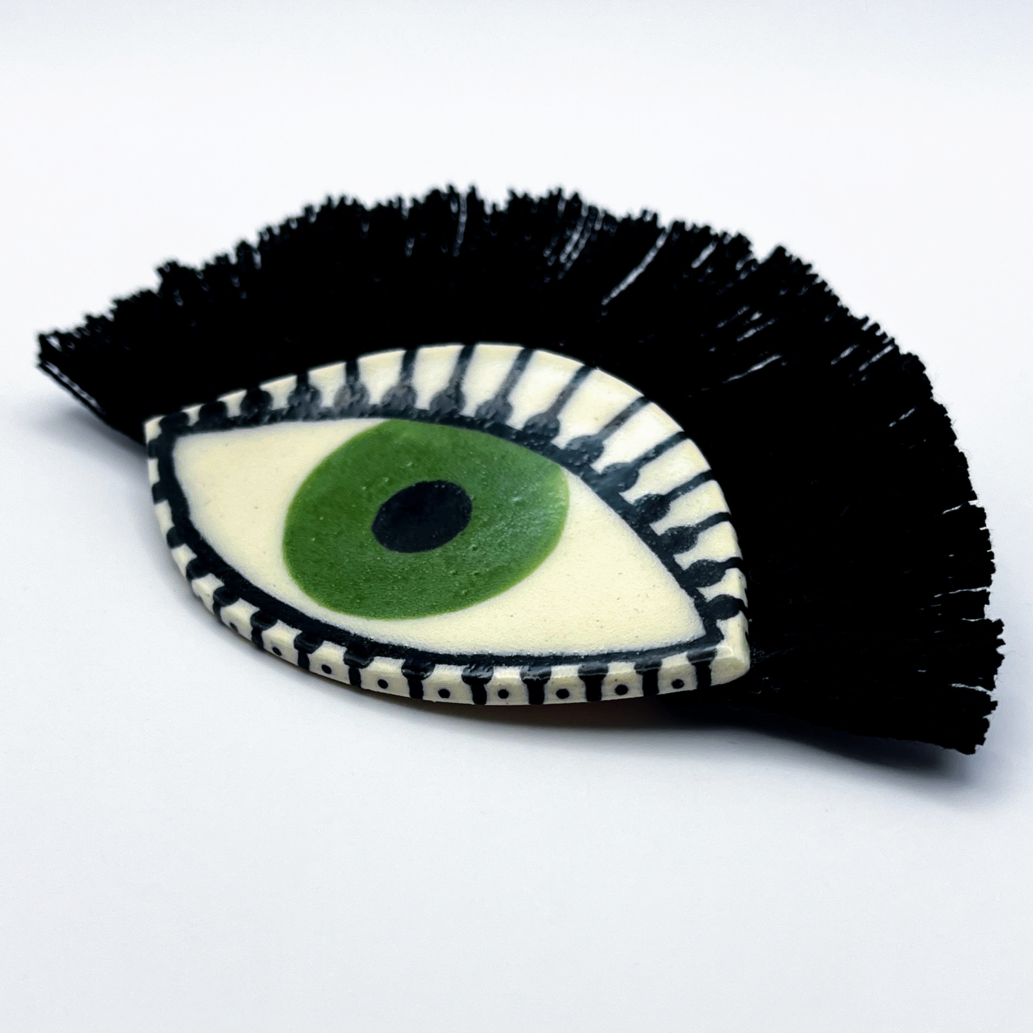 Here and Here: Green Eye Brooch with Thick Lashes Product Image 2 of 2