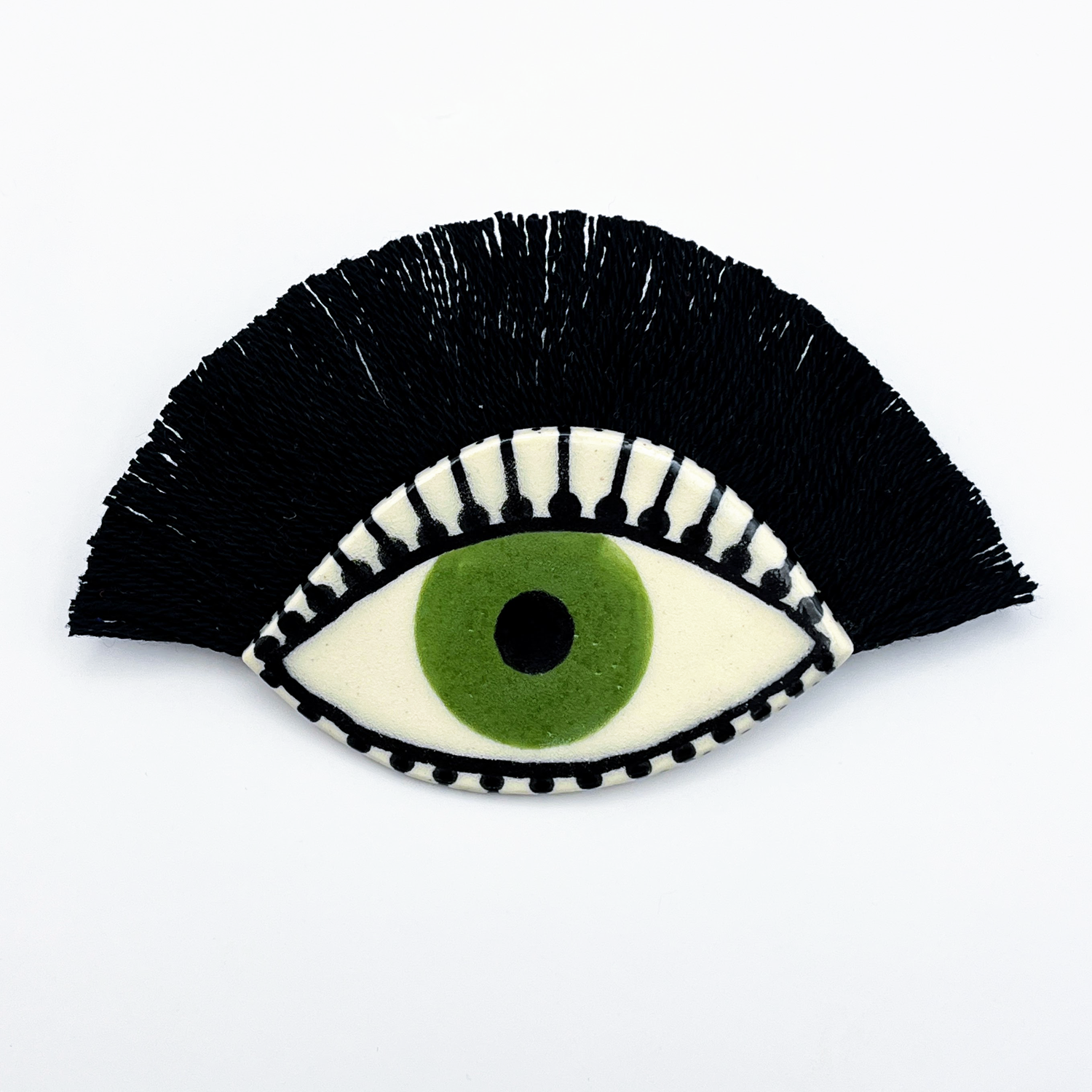 Here and Here: Green Eye Brooch with Thick Lashes Product Image 1 of 2