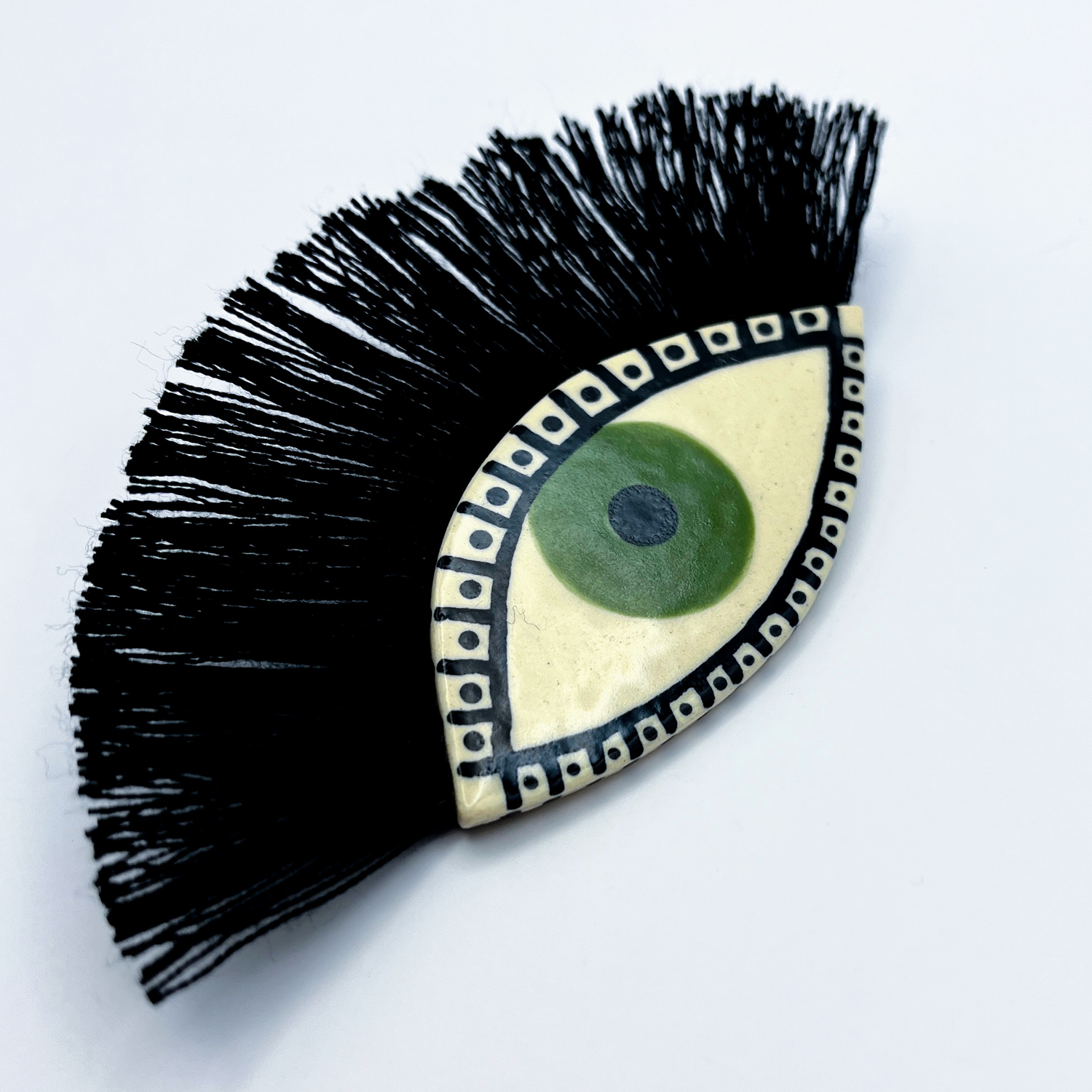 Here and Here: Green Eye Brooch with Soft Lashes Product Image 2 of 2