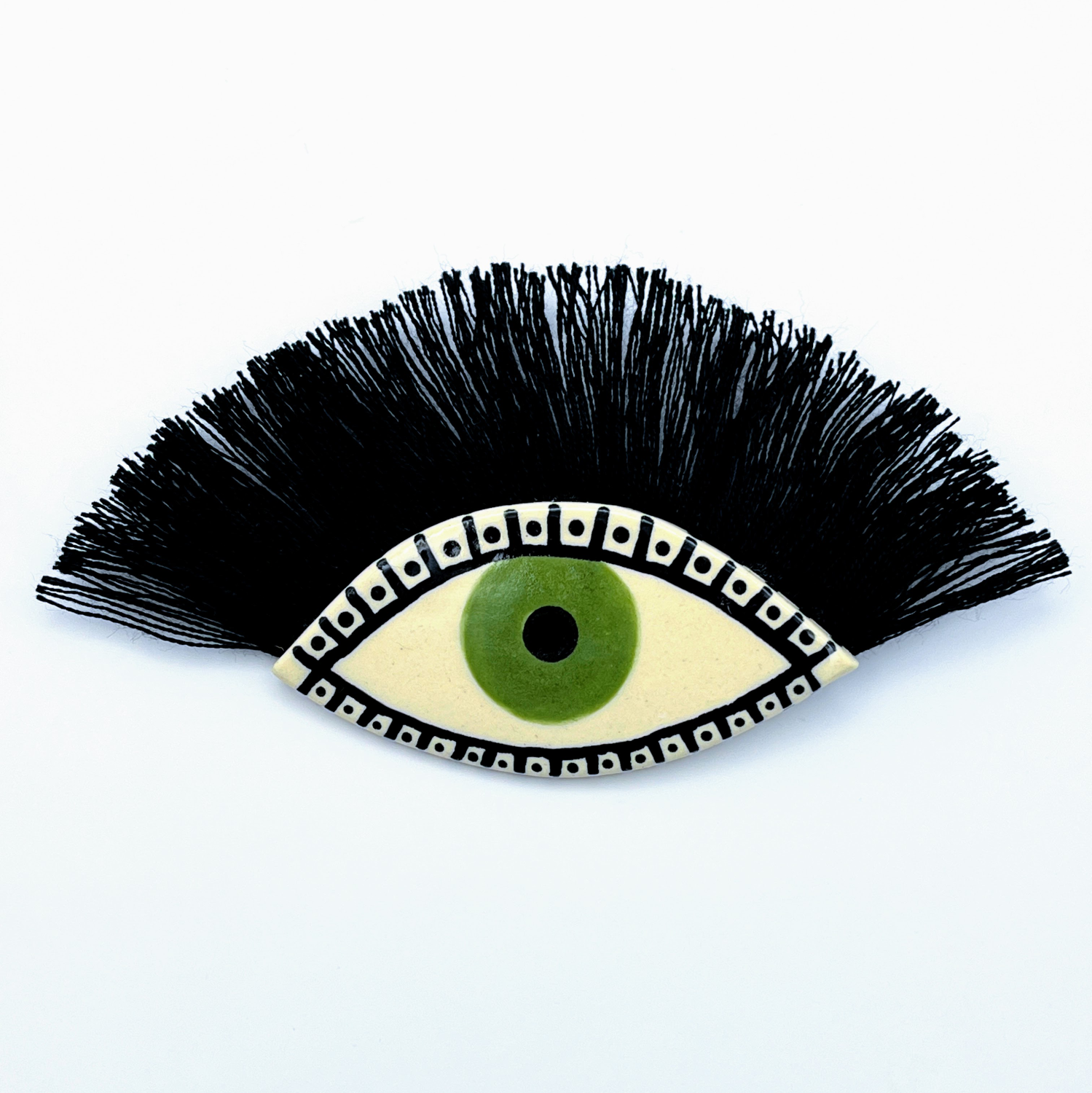 Here and Here: Green Eye Brooch with Soft Lashes Product Image 1 of 2