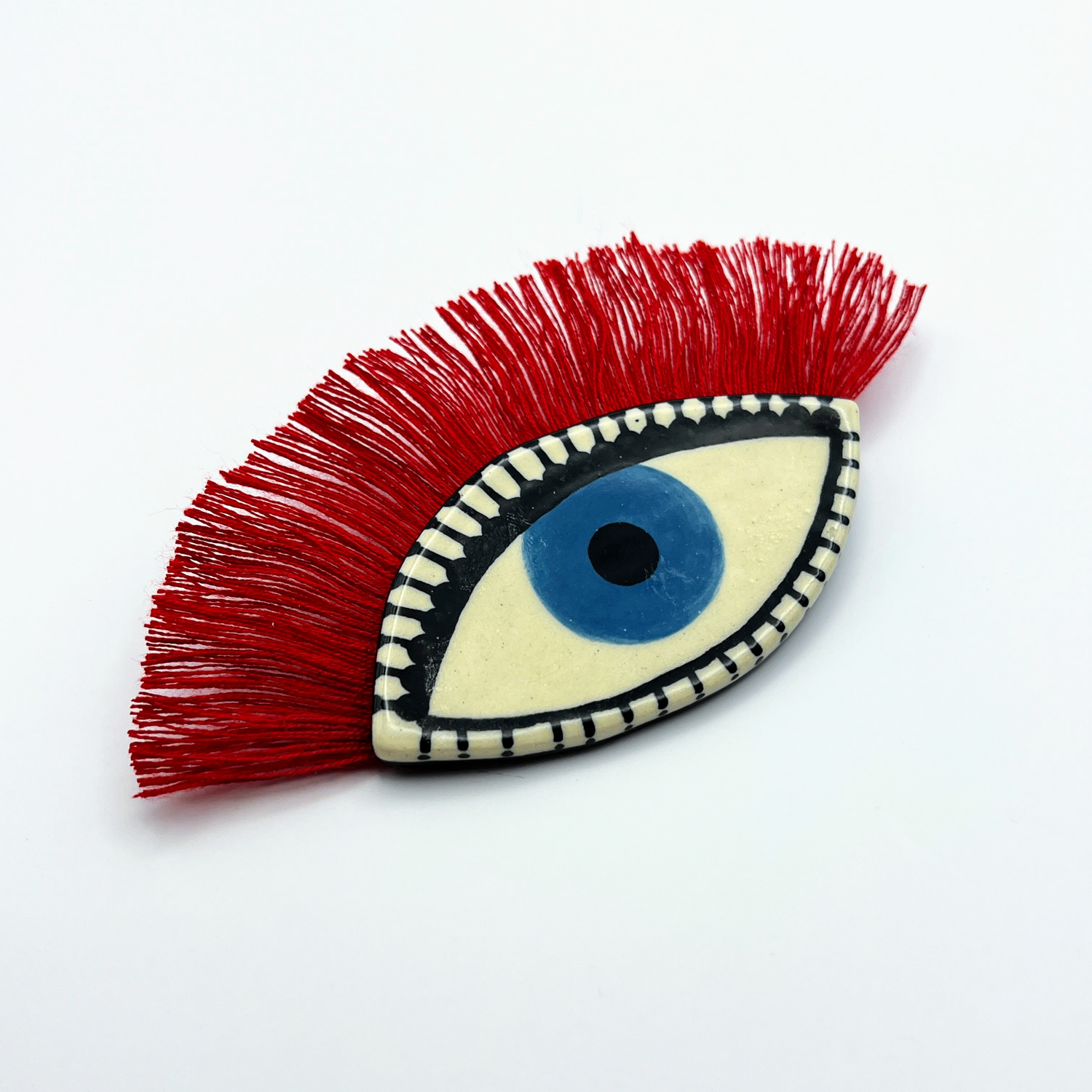 Here and Here: Blue Eye Brooch with Red Lashes Product Image 2 of 2