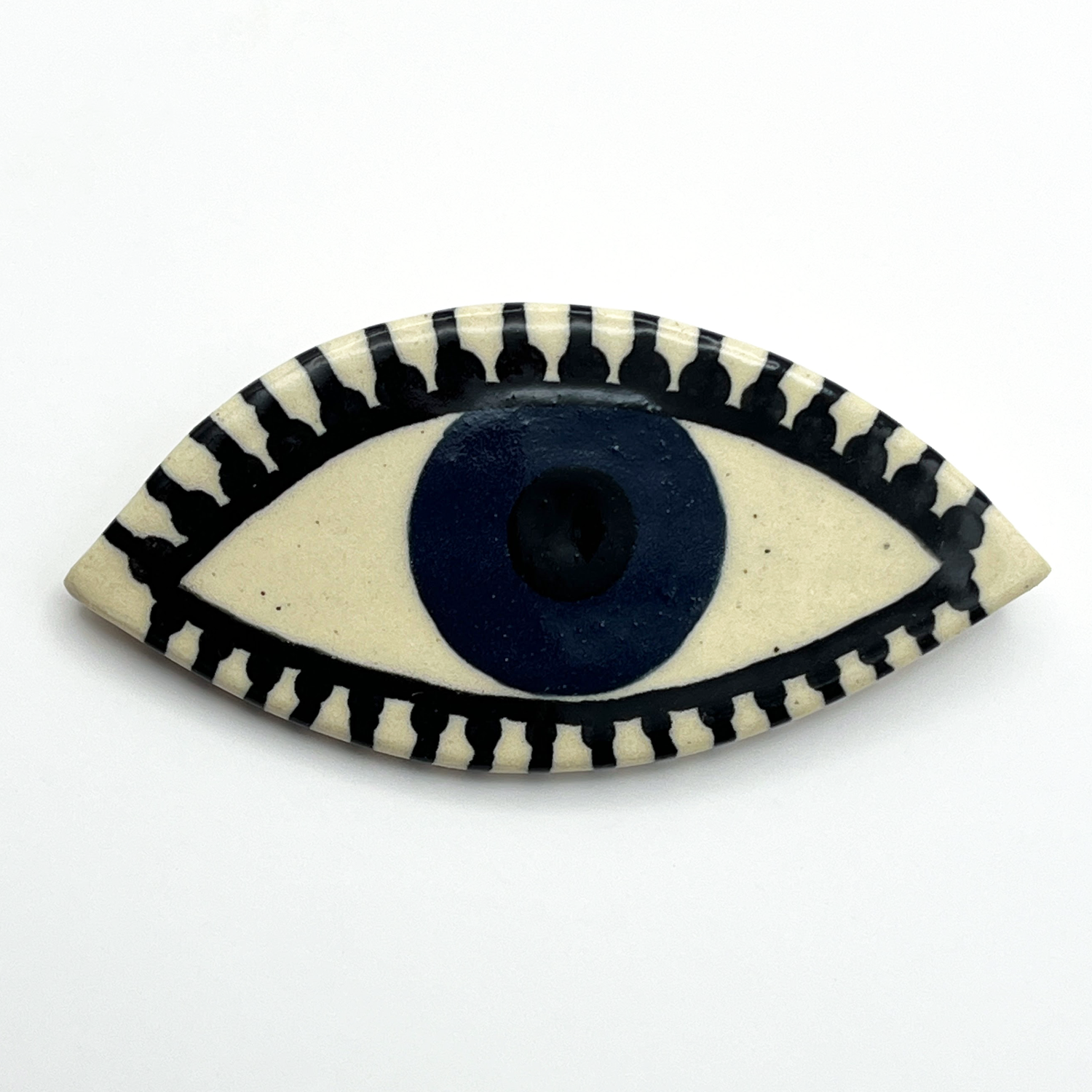 Here and Here: Blue Eye Brooch with Straight Lashes Product Image 1 of 2
