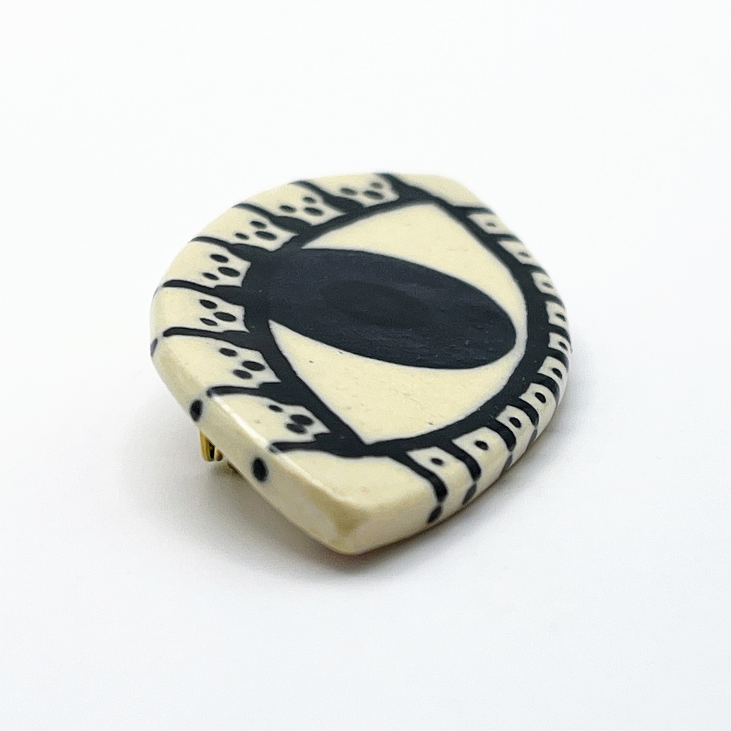 Here and Here: Green and Black Eye Brooch Product Image 2 of 2