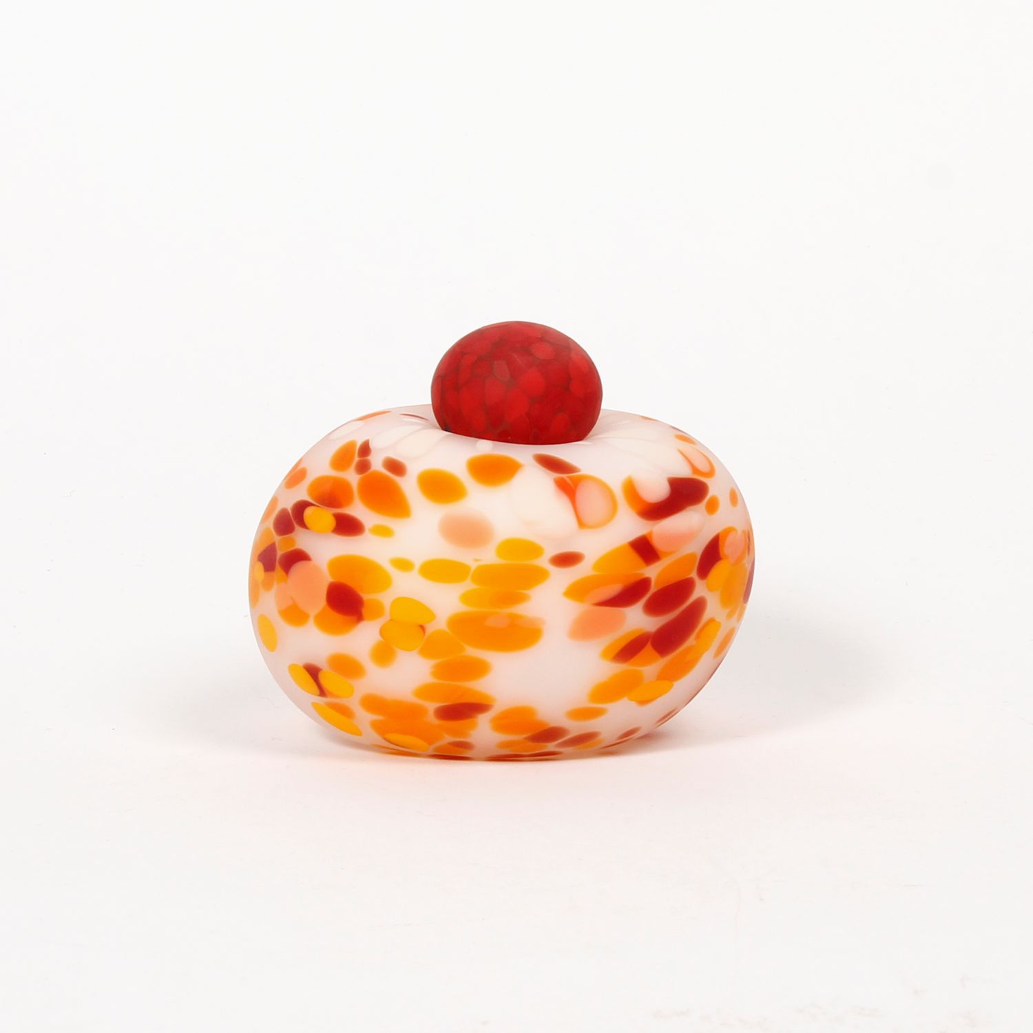 Minna Koistinen: Lidded Vessel in White, Red, and Orange Product Image 1 of 4