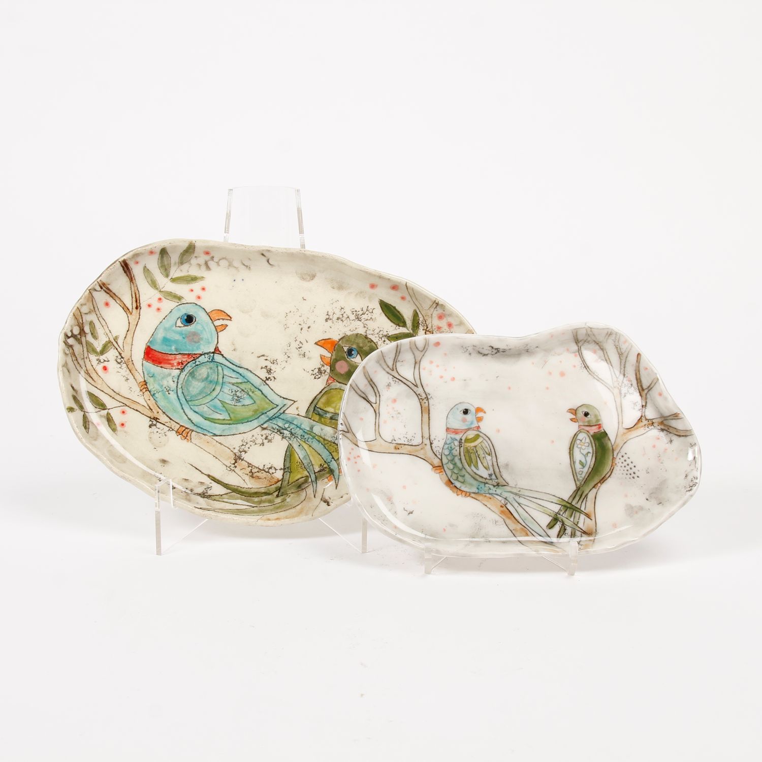 Eekta Trienekens: Ovalish Dish with Birds Product Image 2 of 2