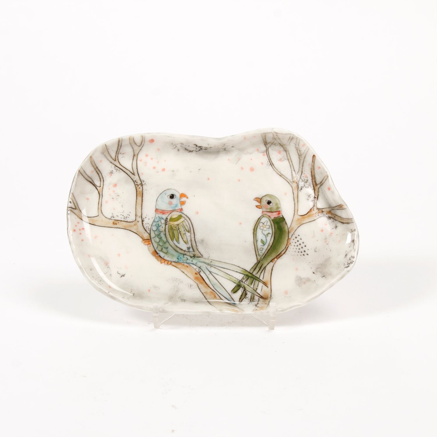 Eekta Trienekens: Ovalish Dish with Birds Product Image 1 of 2