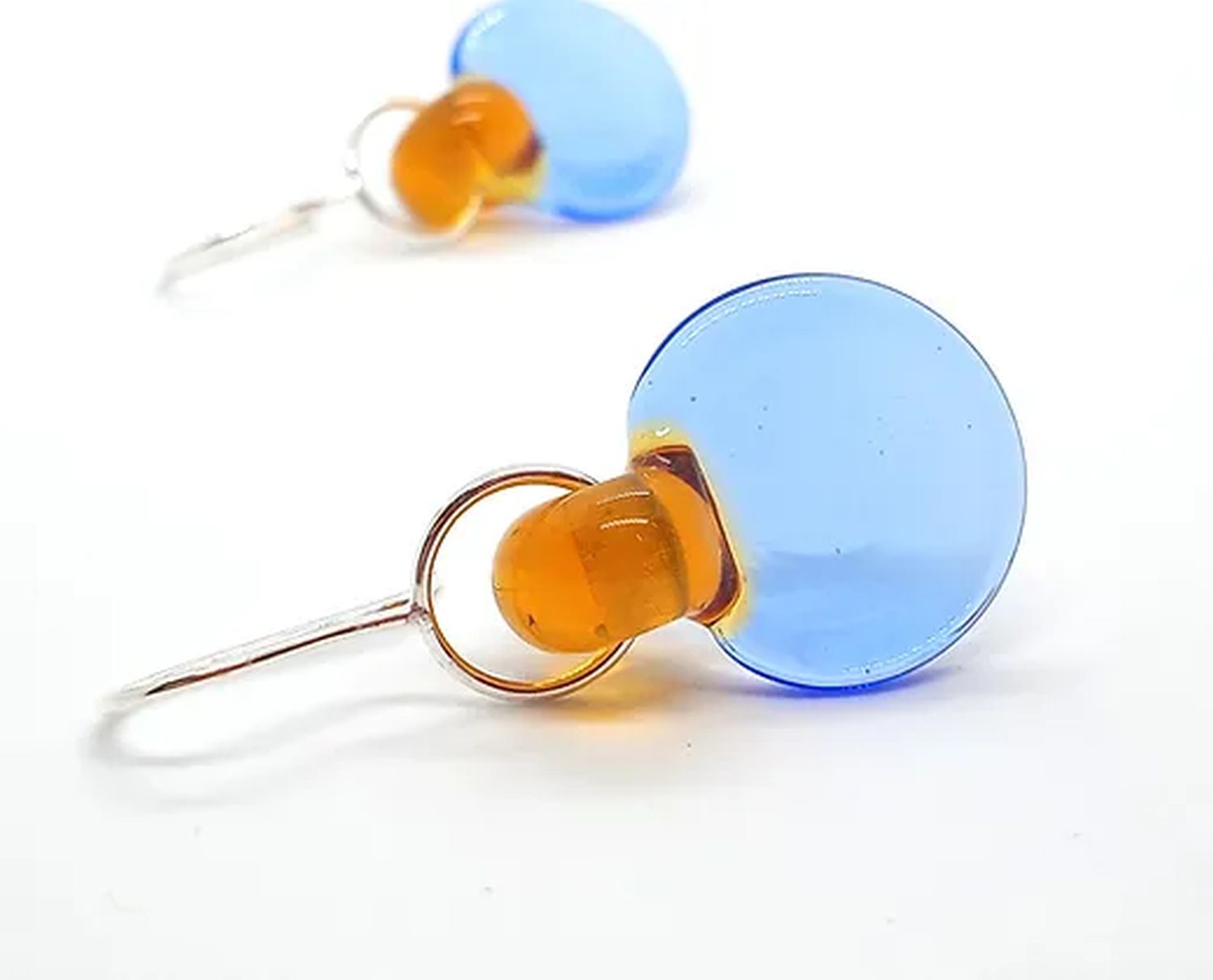 Tasci Designs: Geo Drop Earrings – Blue & Orange Product Image 1 of 1