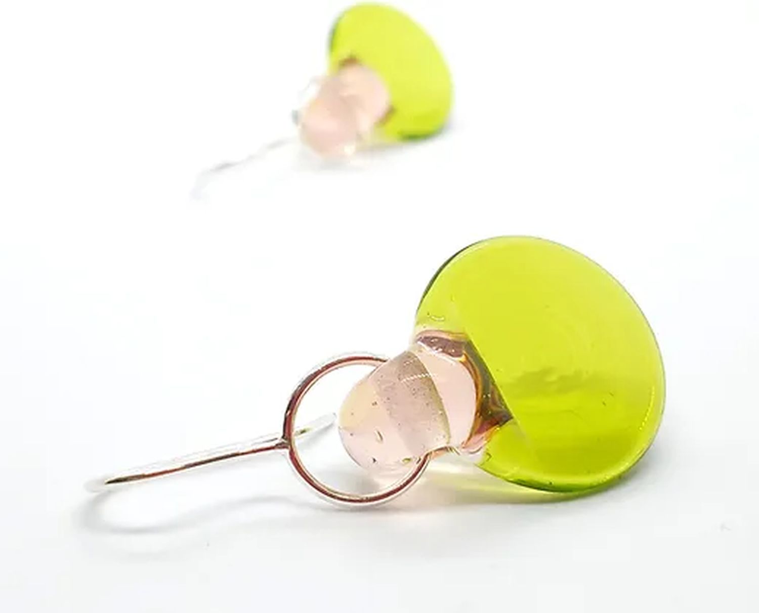 Tasci Designs: Geo Drop Earrings – Peach & Green Product Image 1 of 1