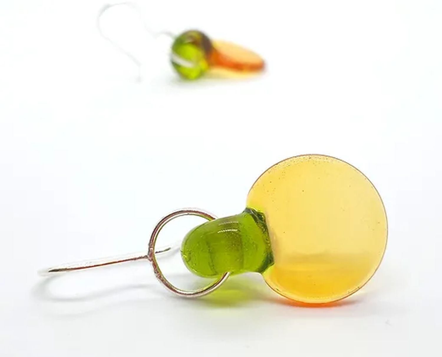 Tasci Designs: Geo Drop Earrings – Orange & Green Product Image 1 of 1