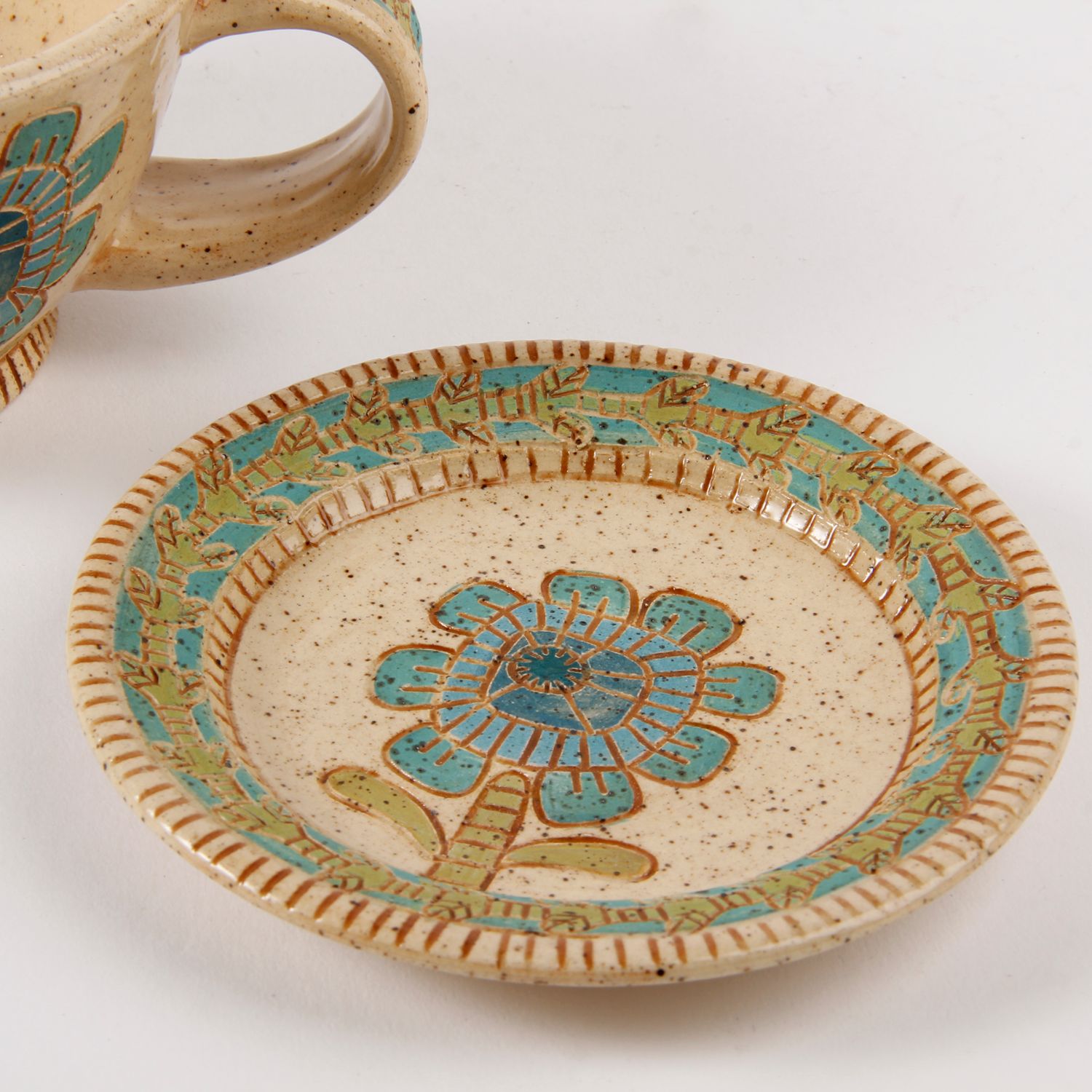 Kerri Jerome: Blue Floral Teacup and Saucer Product Image 3 of 5