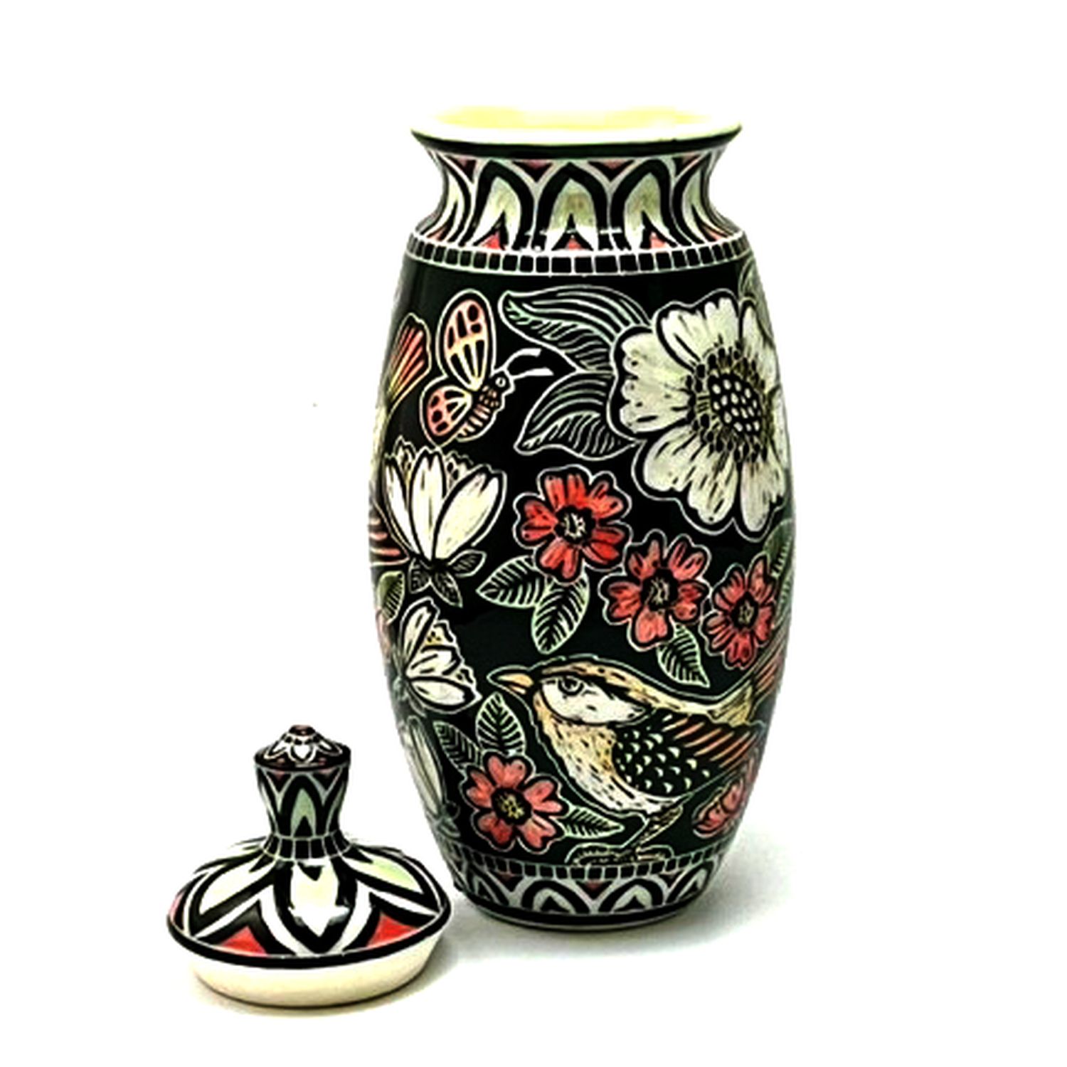 Jocelyn Jenkins: 11″ Sgraffito Vase with Lid Product Image 2 of 3