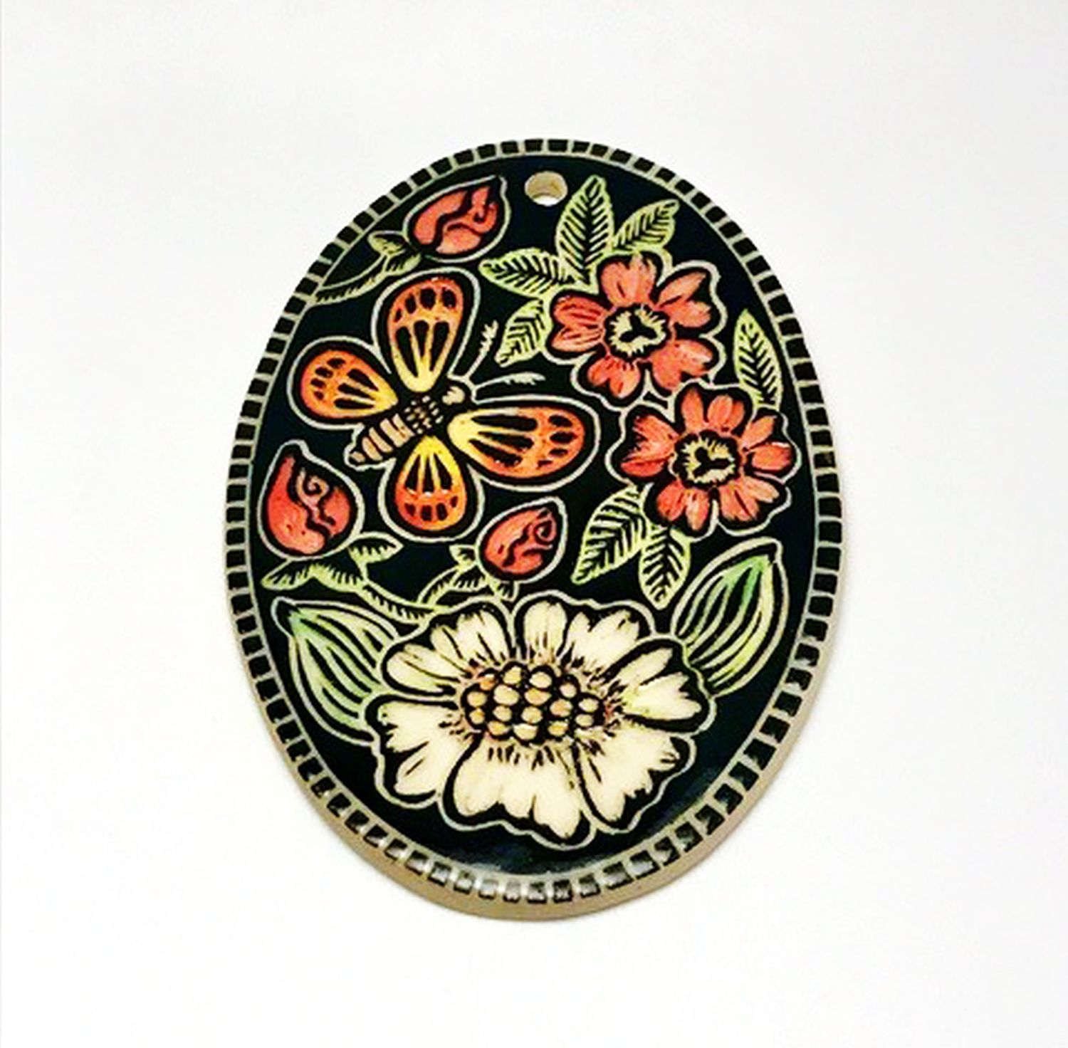 Jocelyn Jenkins: 6″ Sgraffito Oval Trivet Product Image 2 of 3