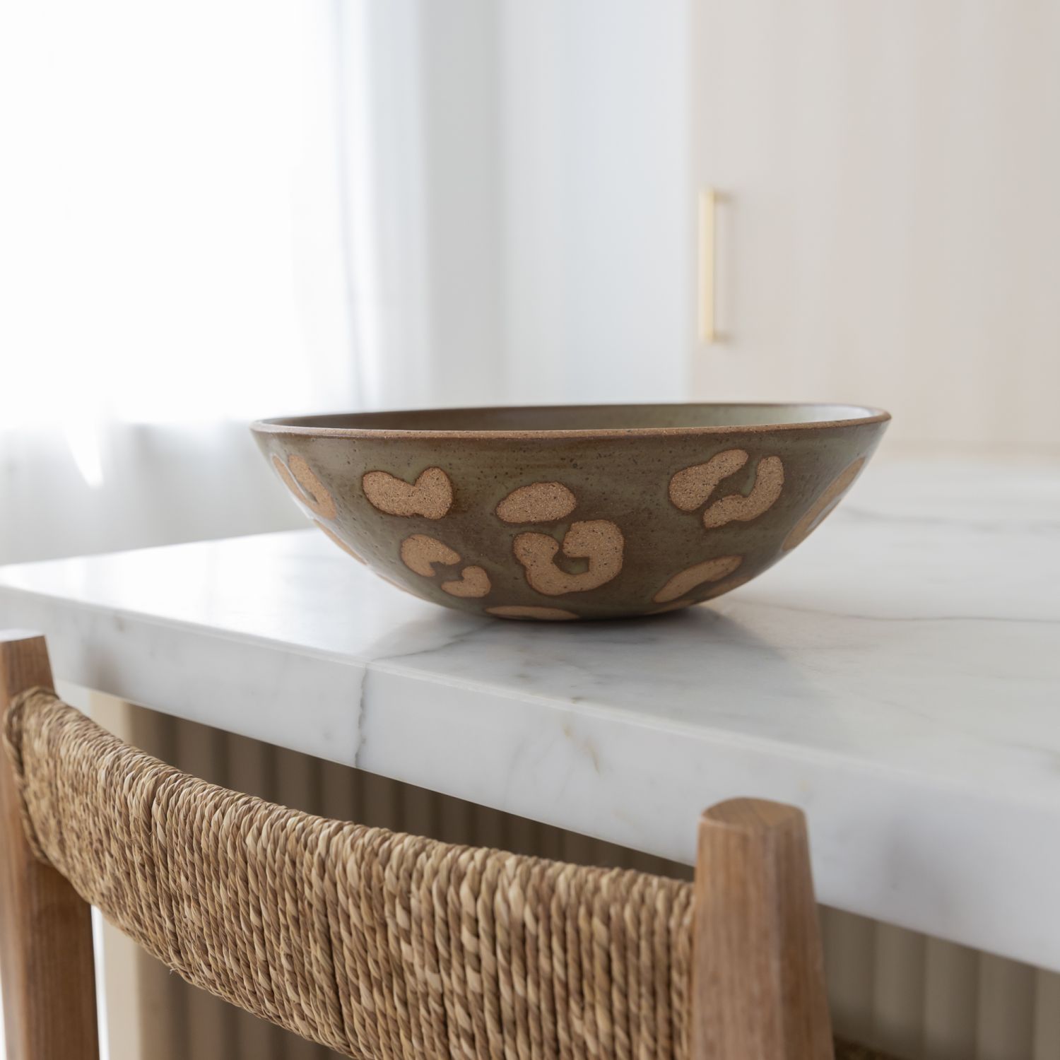 Mima Ceramics: Green Print Shallow Bowl Product Image 1 of 2