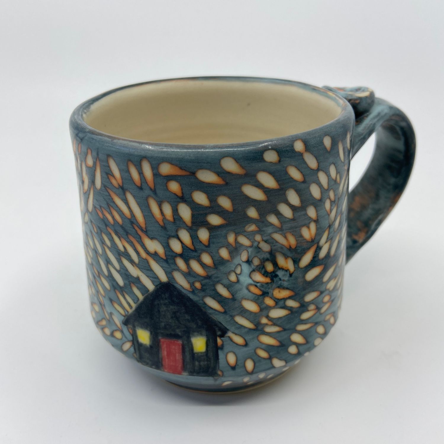 Teresa Dunlop: Carved Belly Button Mug with House Motif Product Image 1 of 3