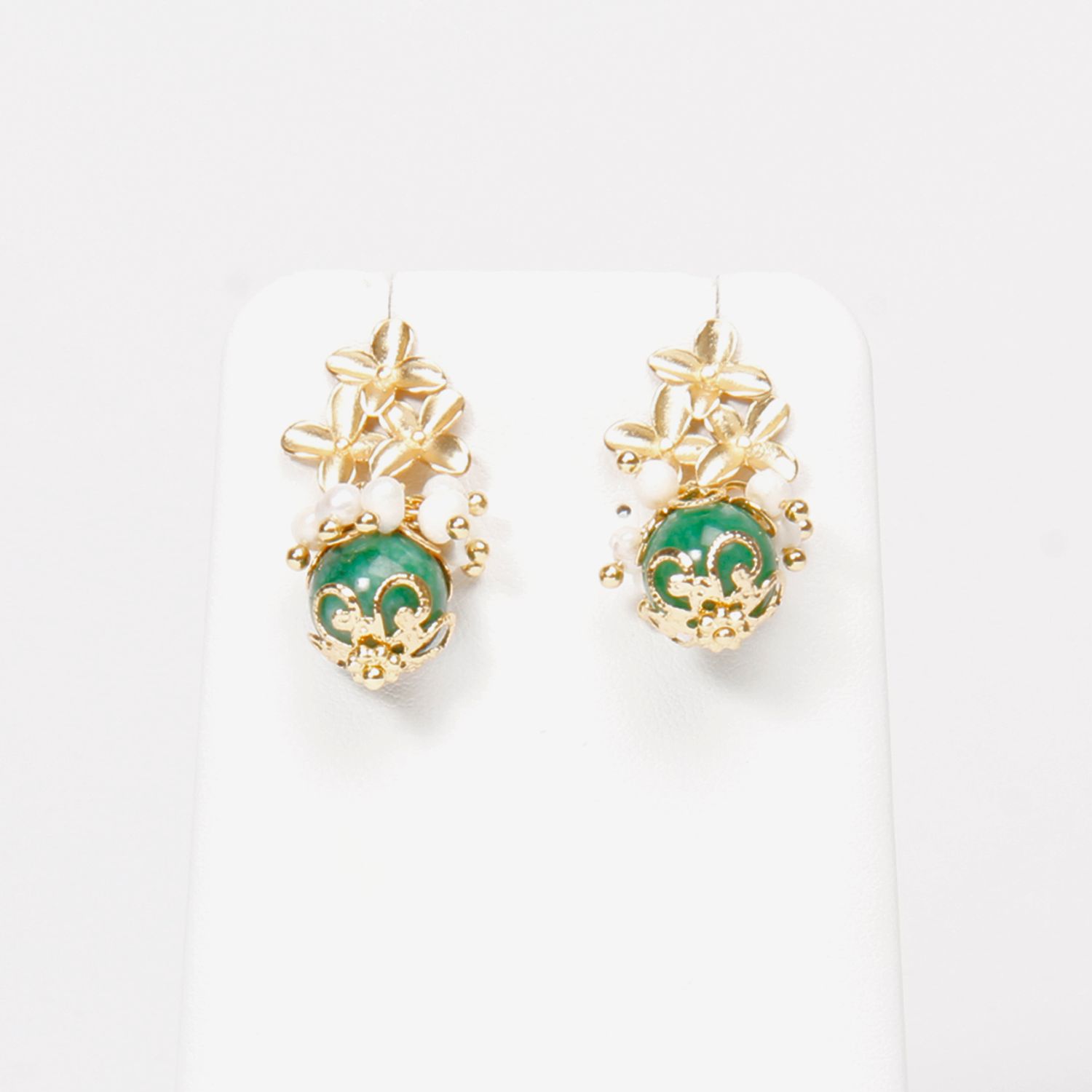 Valentine Rouge Jewellery: Blossom Green Agate Earrings Product Image 2 of 2