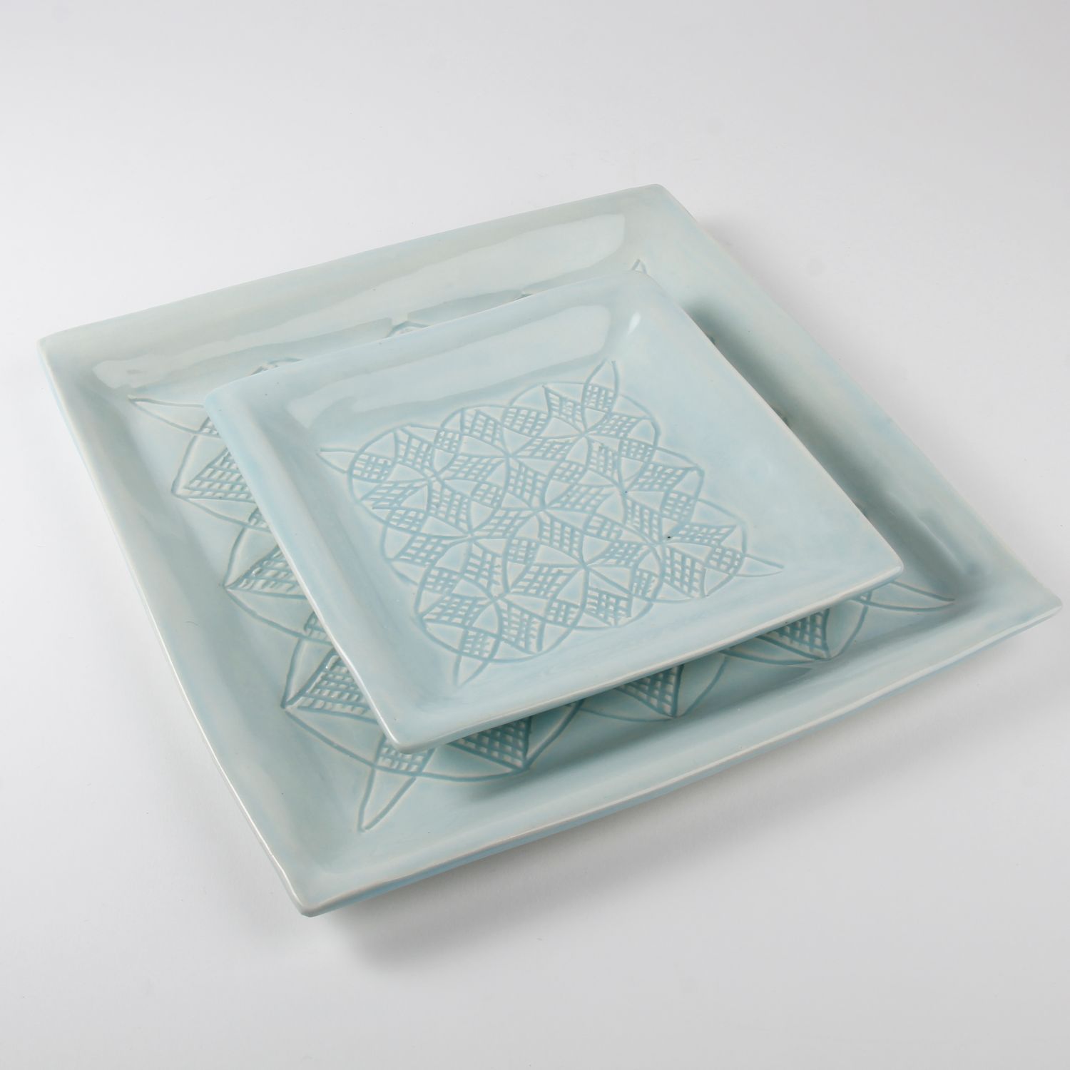 Arlene Kushnir: Large Carved Square Plate – Celadon Product Image 2 of 3