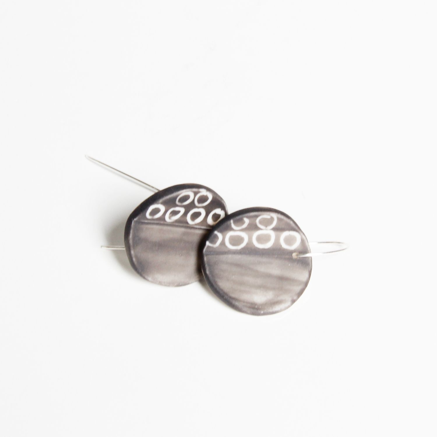 Chayle Jewellery: Eucalyptus Porcelain Earrings Black Wash Silver Product Image 3 of 4
