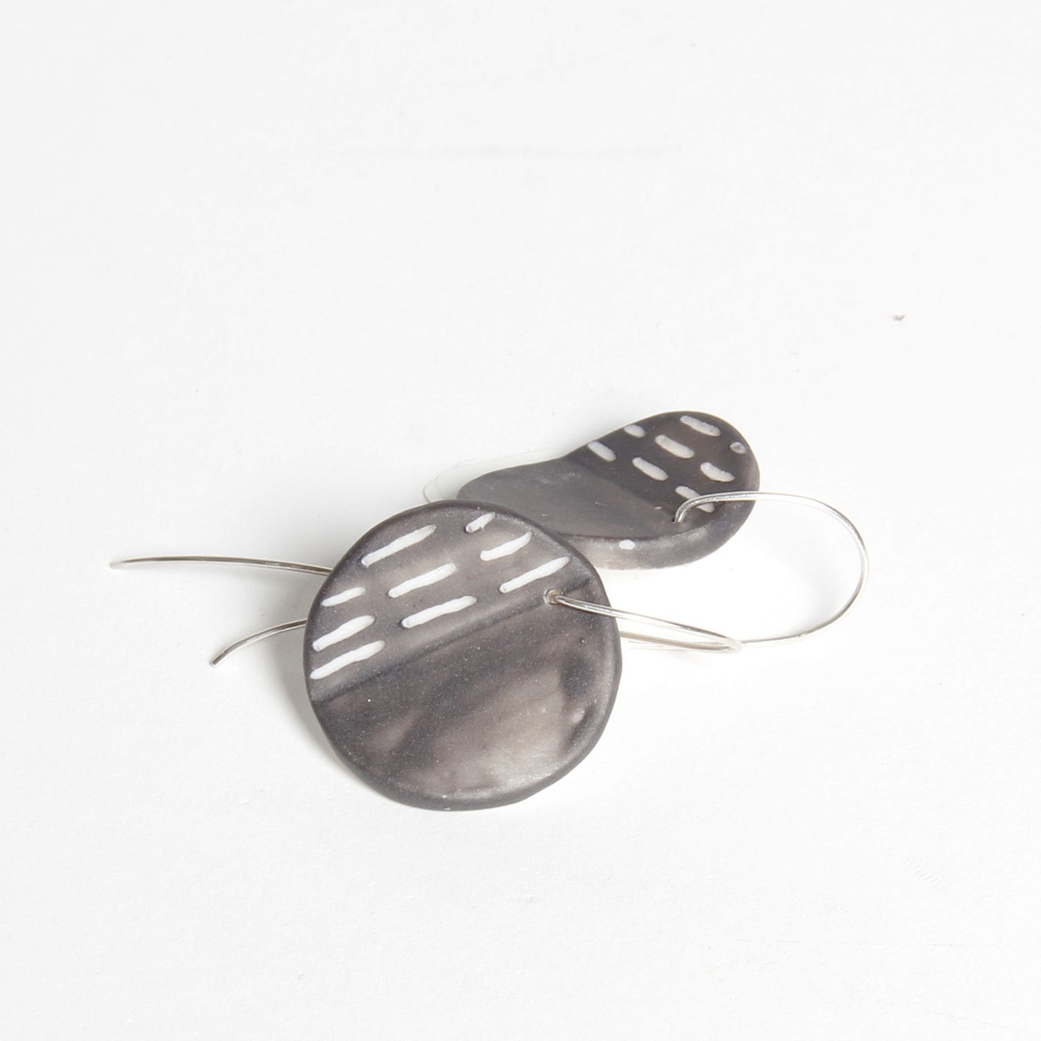 Chayle Jewellery: Eucalyptus Porcelain Earrings Black Wash Silver Product Image 2 of 4