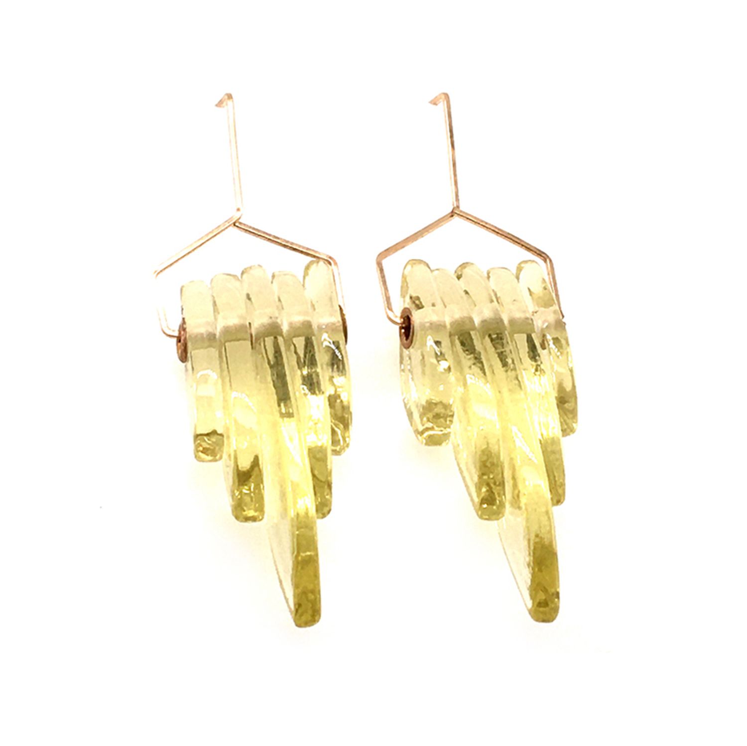 Broken Plates: Green Tea Tinted Kinetic Deco Tear Drop Earrings Product Image 1 of 1