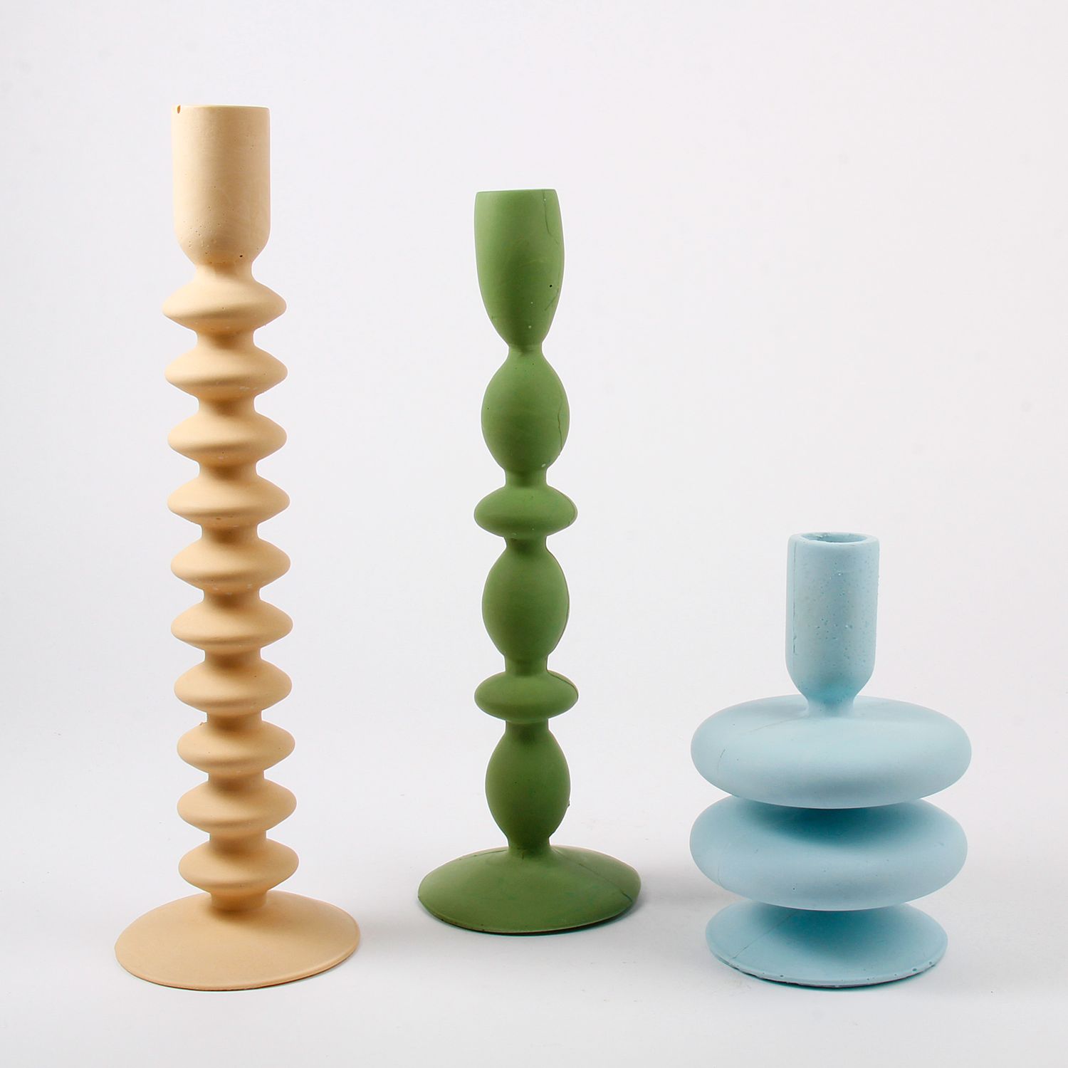 Dconstruct: Jesmonite Candlesticks in Leaf Green Product Image 2 of 2