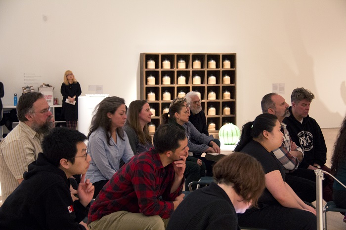 People attending a workshop in the exhibition Ai Weiwei: Unbroken