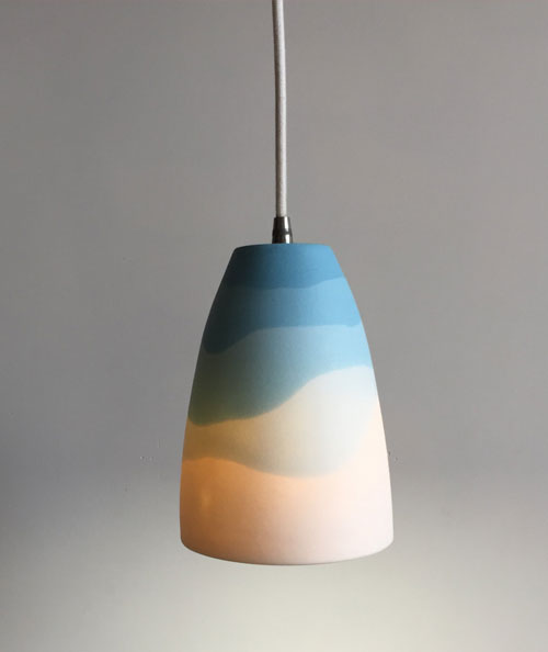 Ceramic pendant lamp with Misty Mountain pattern