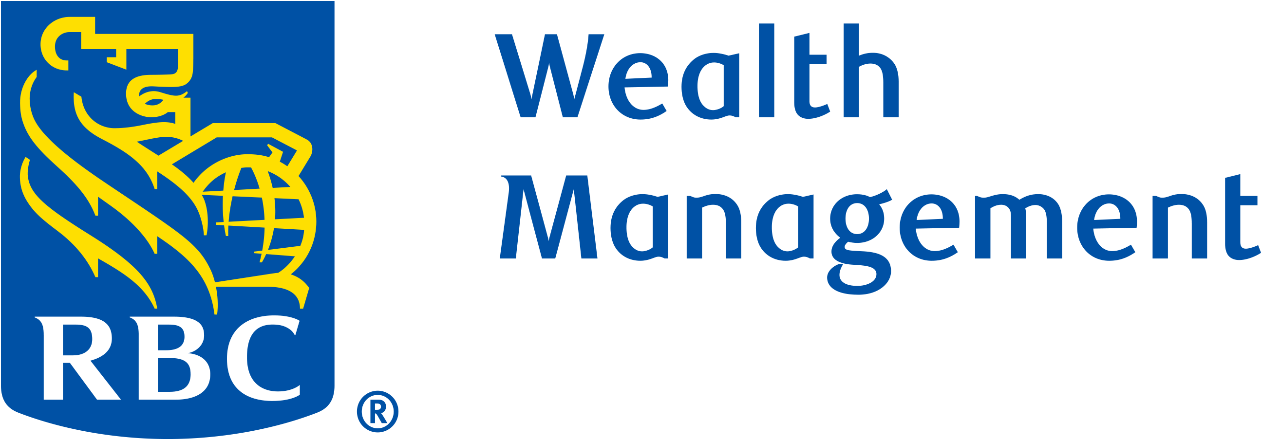 RBC Wealth Management logo with yellow, blue, and white shield